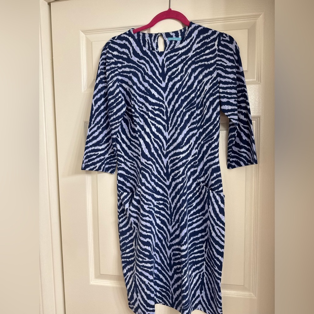 Blue and White Zebra Print Dress